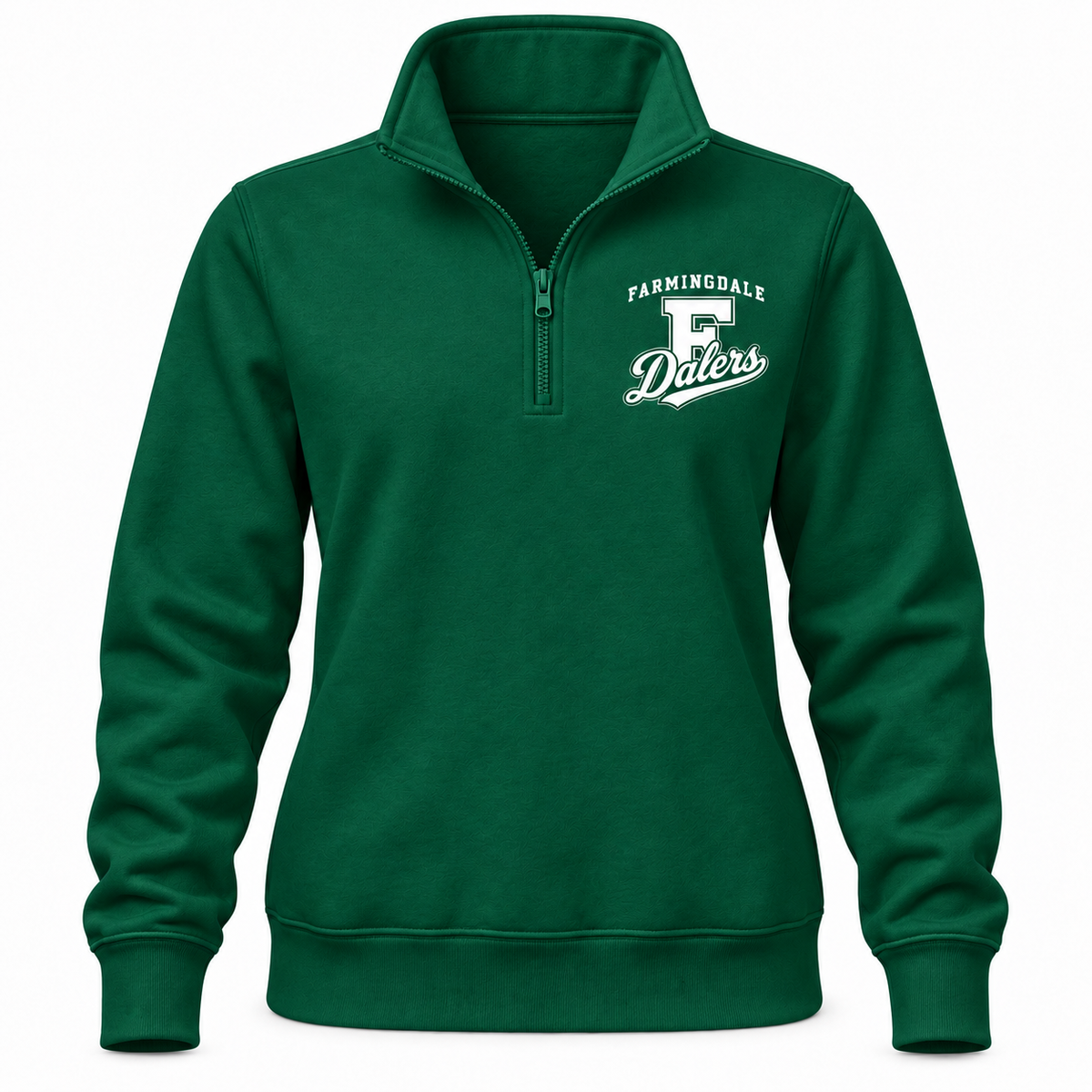 Farmingdale Dalers Classic F Script Women's Quarter-Zip in Green