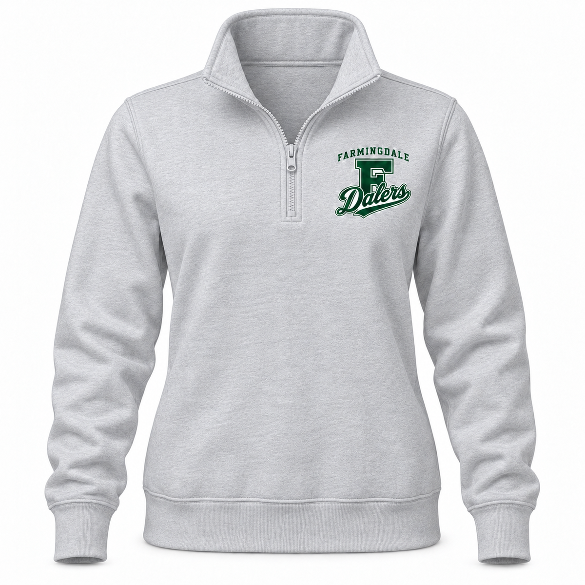 Farmingdale Dalers Classic F Script Women's Quarter-Zip in Heather Gray
