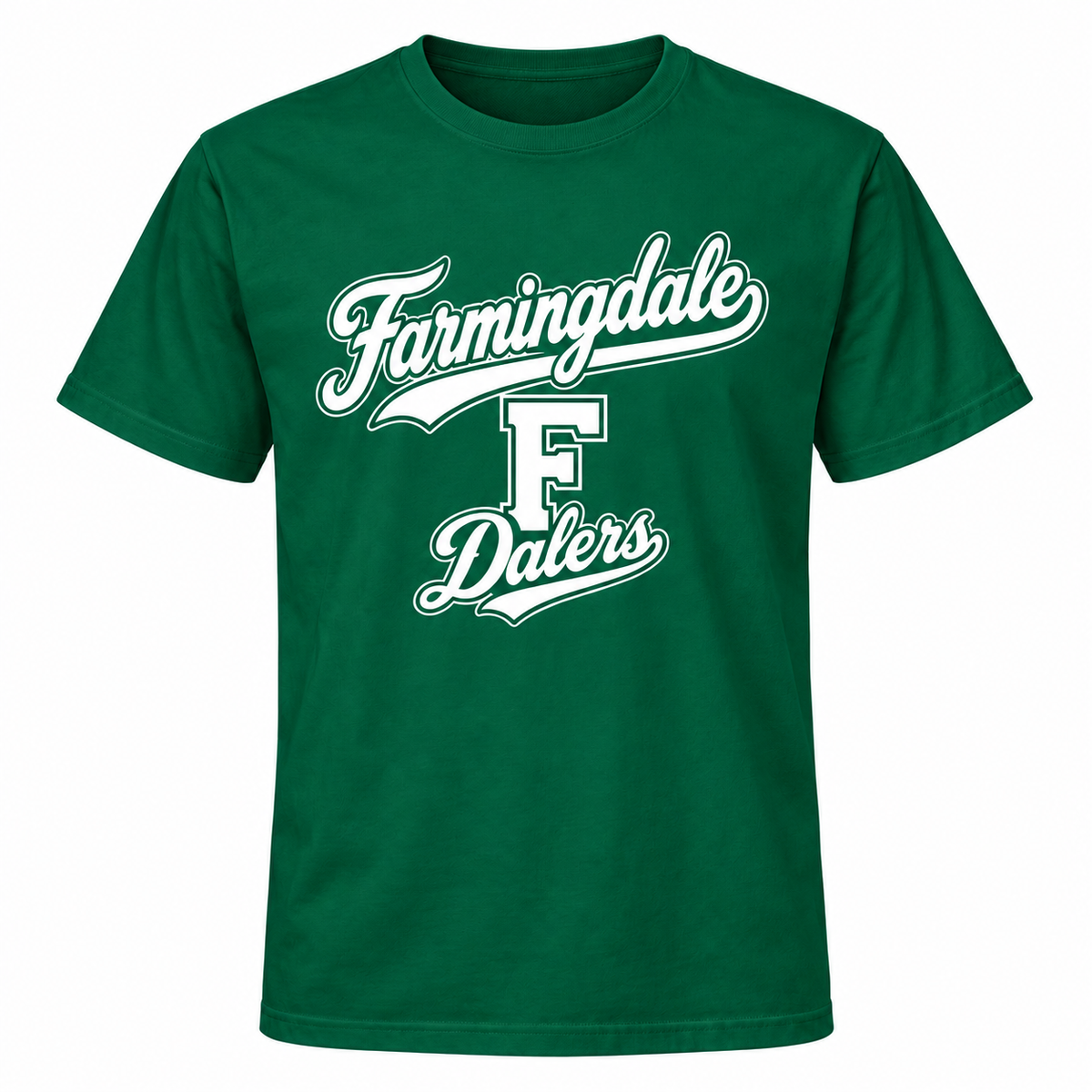 Farmingdale Dalers Signature F Adult Personalized T-Shirt in Green