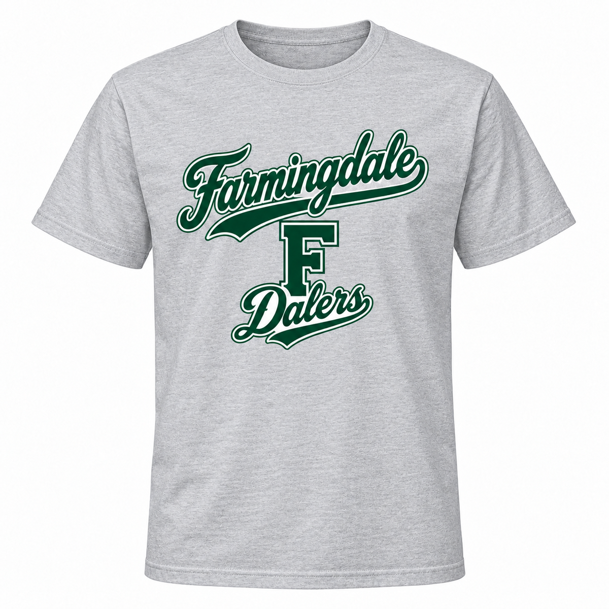 Farmingdale Dalers Signature F Adult Personalized T-Shirt in Heather Gray