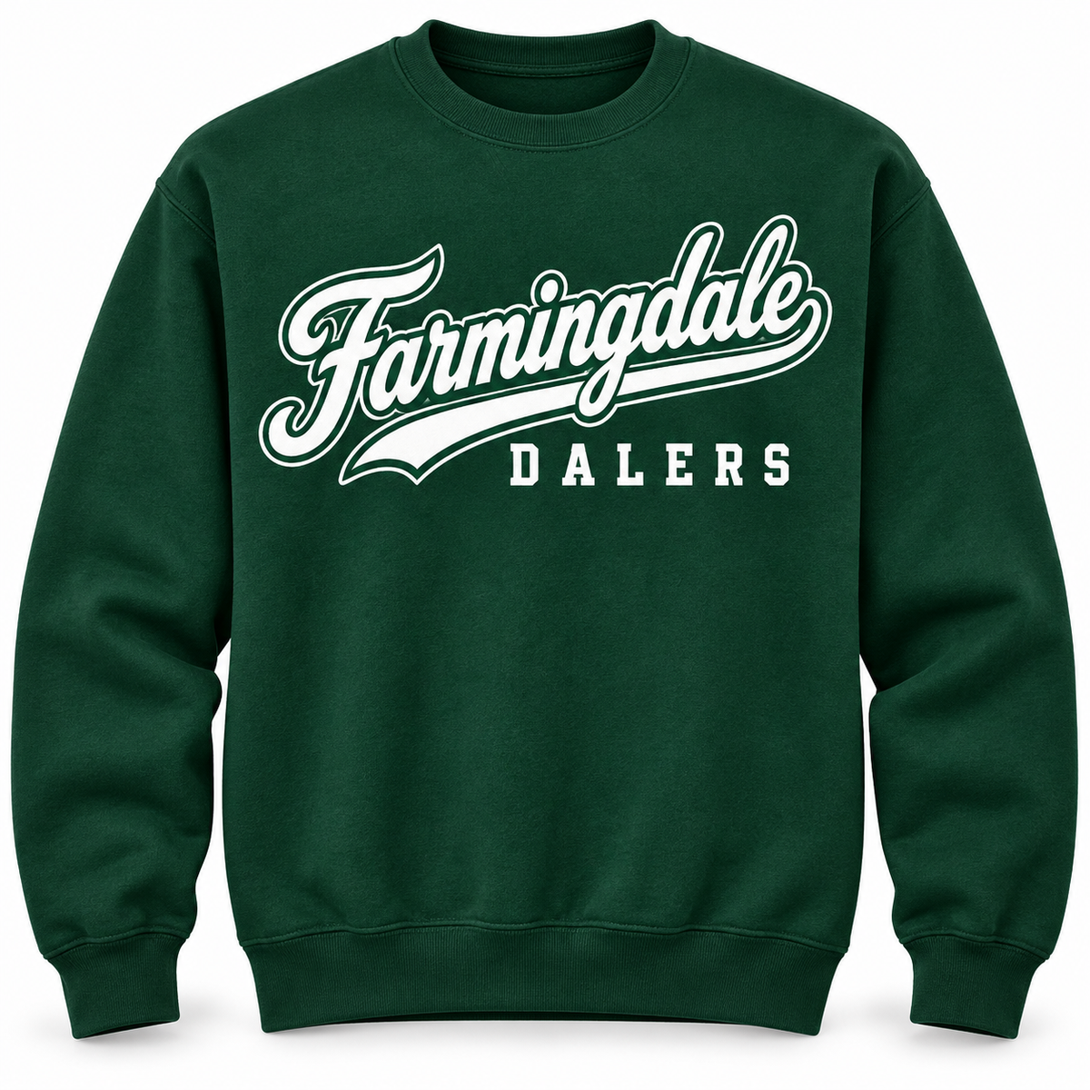 Green Farmingdale Dalers West Coast Script Adult Crewneck Sweatshirt
