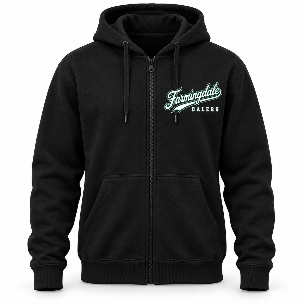 Black Farmingdale Dalers West Coast Script Adult Full-Zip Hoodie