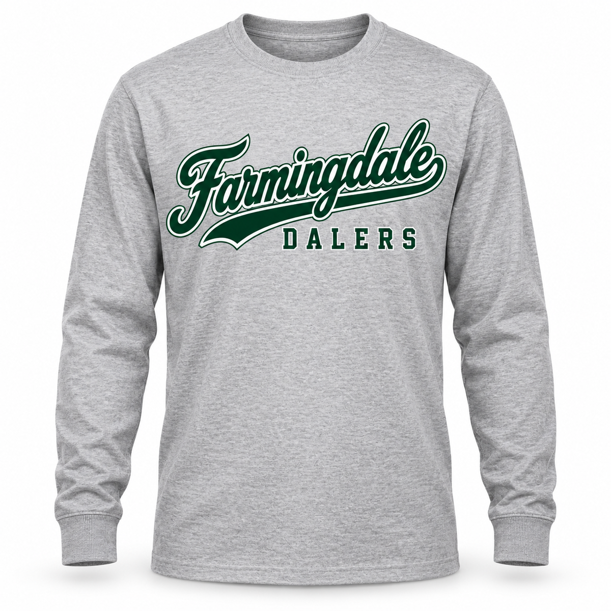 Heather Gray Farmingdale Dalers West Coast Script Adult Long-Sleeve Tee