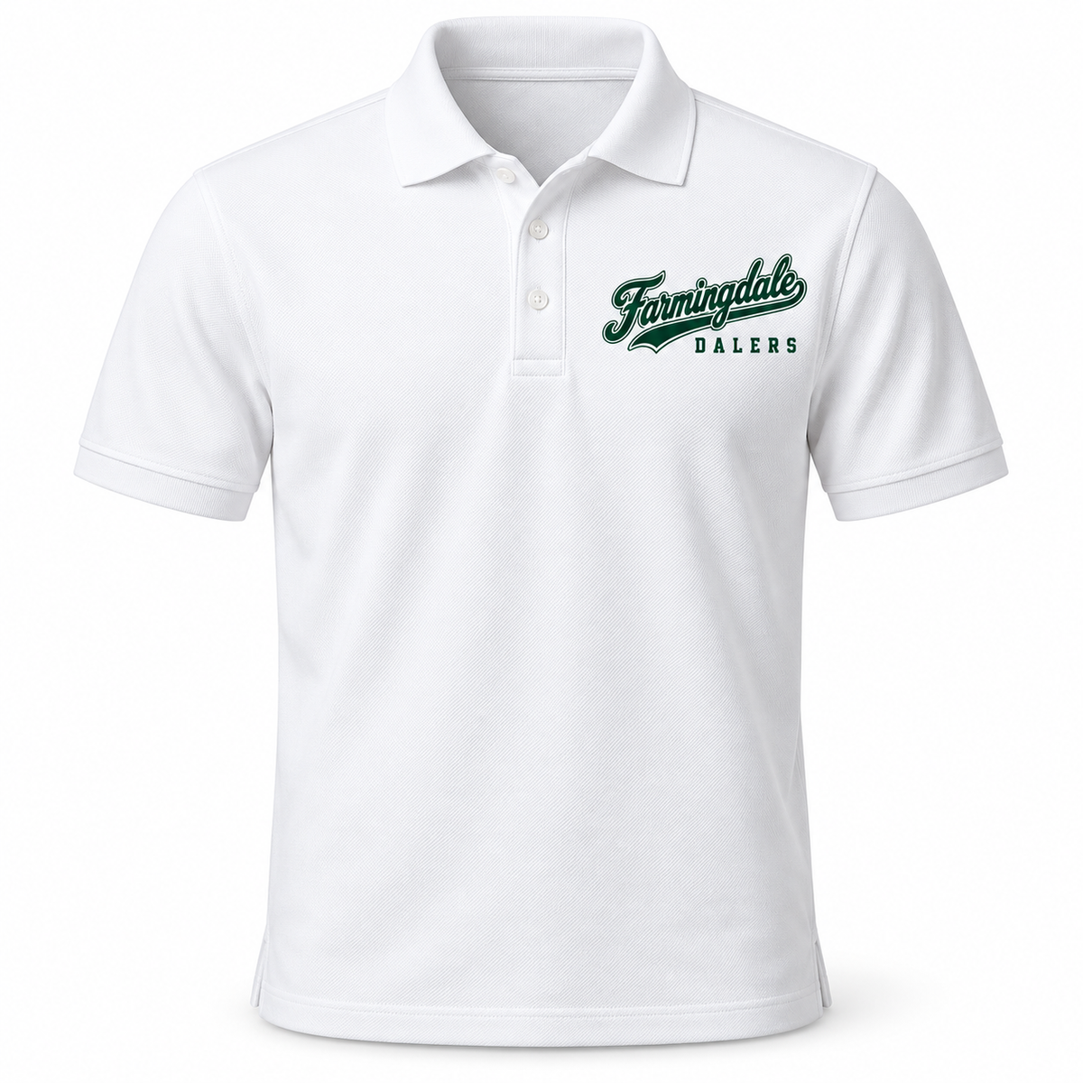 White Farmingdale Dalers West Coast Script Adult Polo