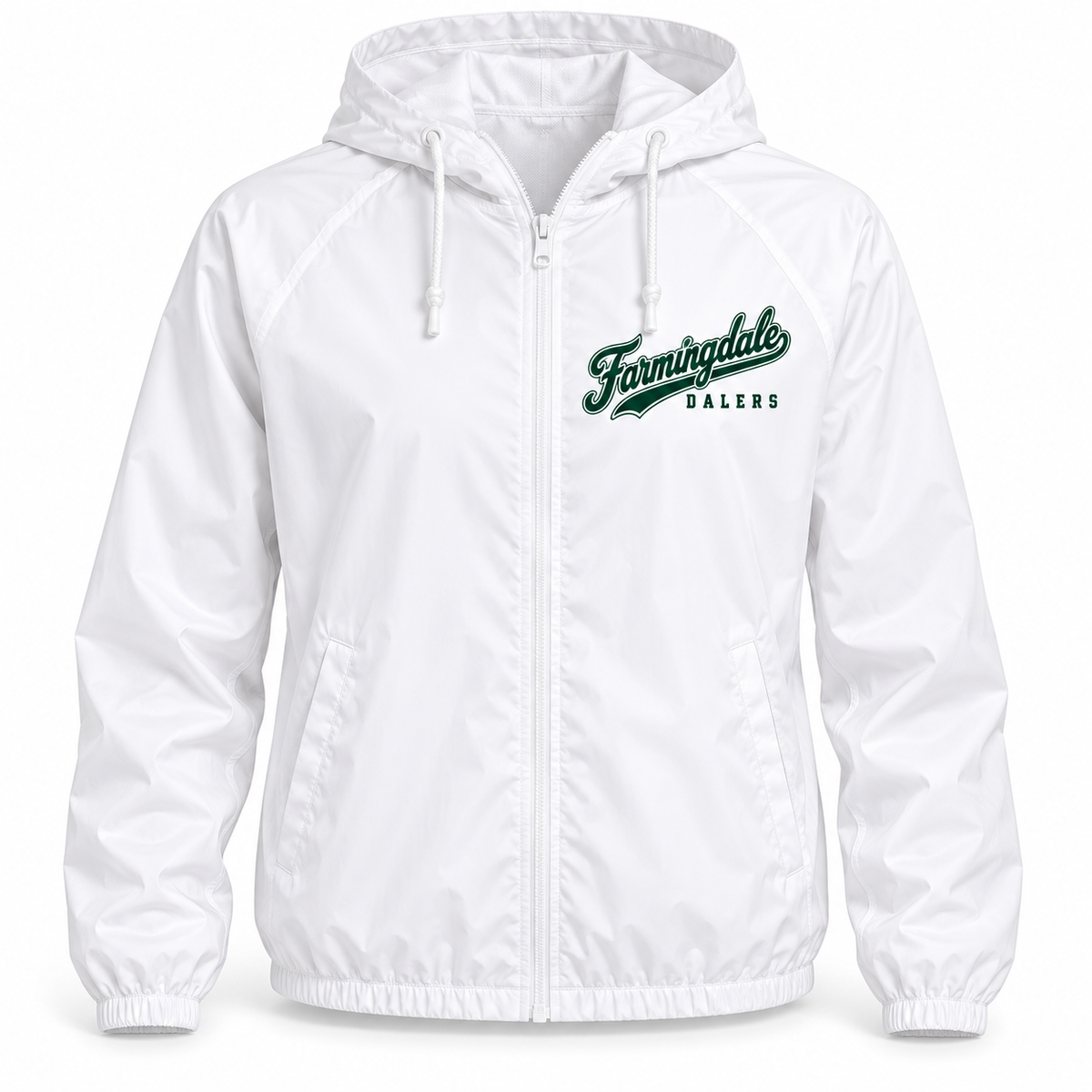 White Farmingdale Dalers West Coast Script Adult Windbreaker
