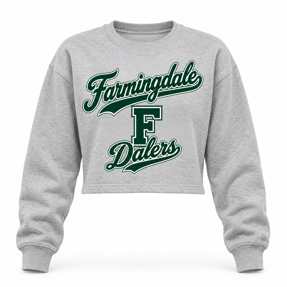 Heather Gray Farmingdale Dalers West Coast Script Women's Crop Crew