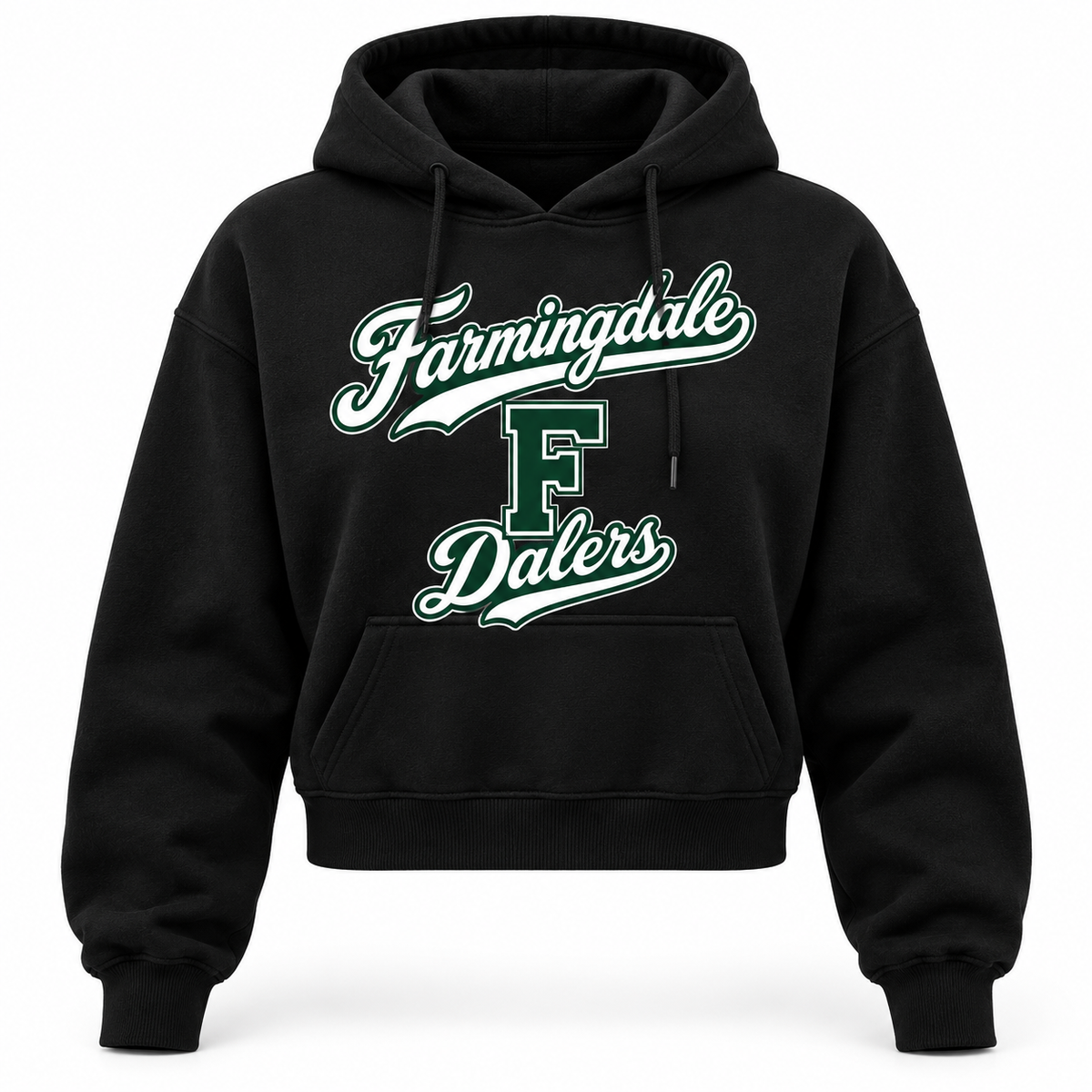 Black Farmingdale Dalers West Coast Script Women's Crop Hoodie