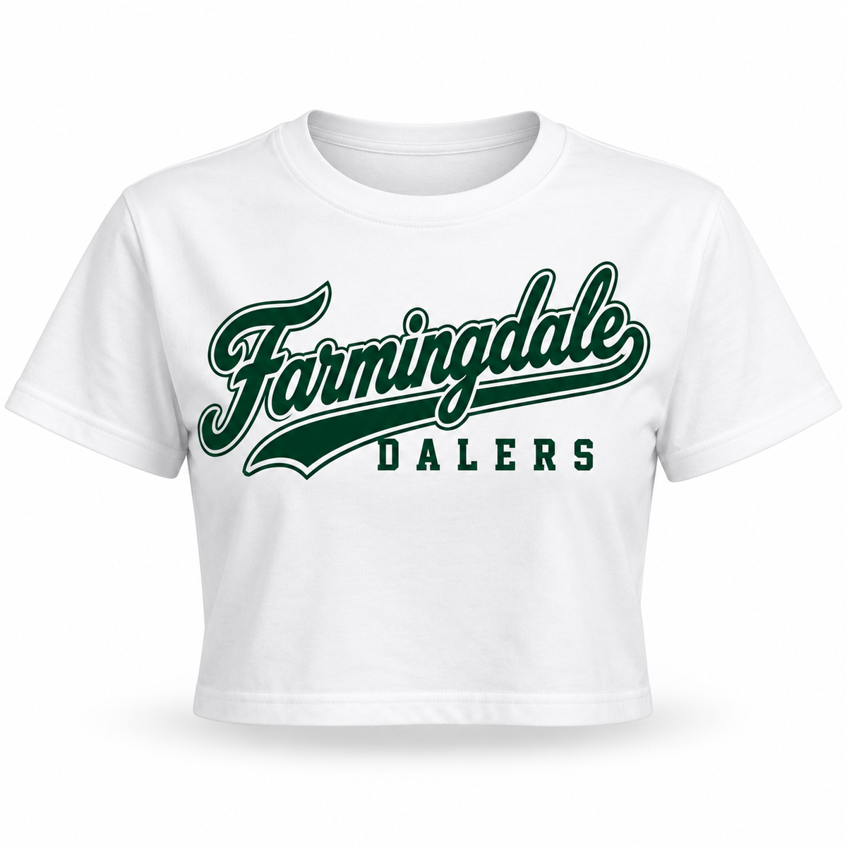 White Farmingdale Dalers West Coast Script Women's Crop Tee