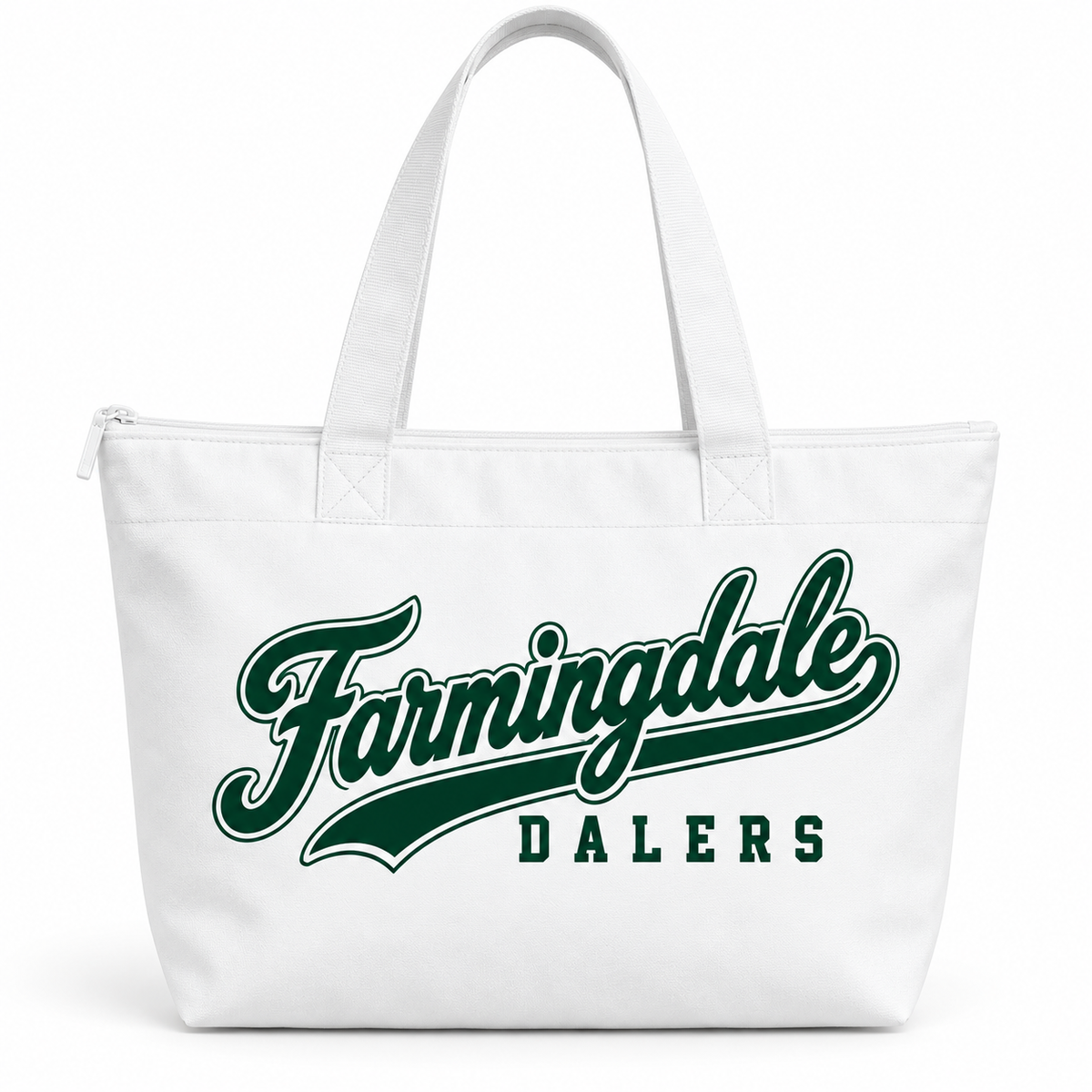 White Farmingdale Dalers West Coast Script Zipper Tote