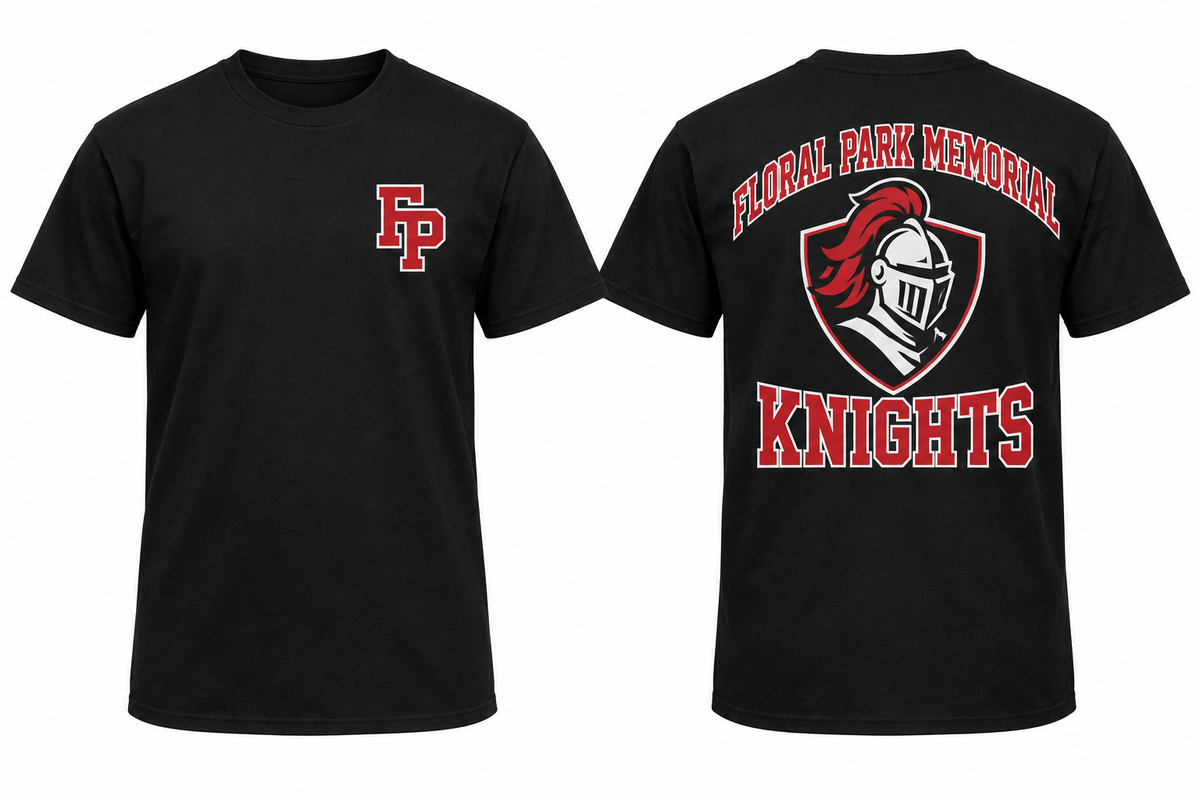 FLORAL PARK MEMORIAL KNIGHTS black tee front and back