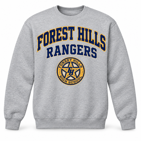 Forest Hills Rangers Varsity Crewneck Sweatshirt | Heather Gray