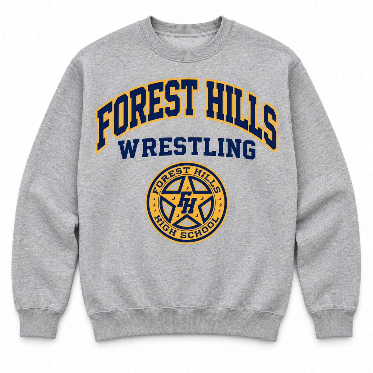 Forest Hills Wrestling Varsity Crewneck Sweatshirt | Heather Gray