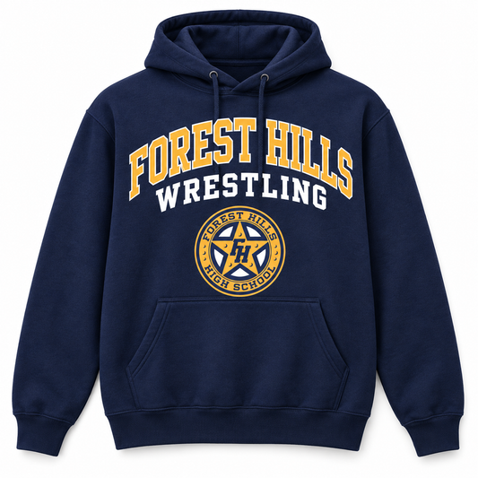 Navy Forest Hills Wrestling varsity hoodie