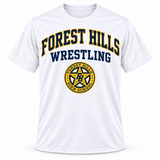 Forest Hills Wrestling Athletic Performance Tee | White