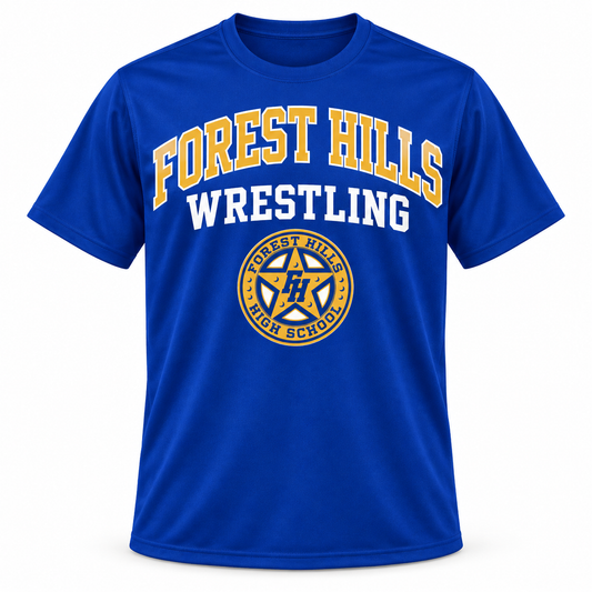 Forest Hills Wrestling Athletic Performance Tee | Royal Blue