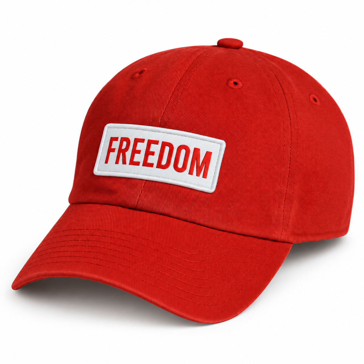 Freedom Dad Hat – Red/White (Charlie Kirk Birthday Edition, Oct. 14th — studio product view