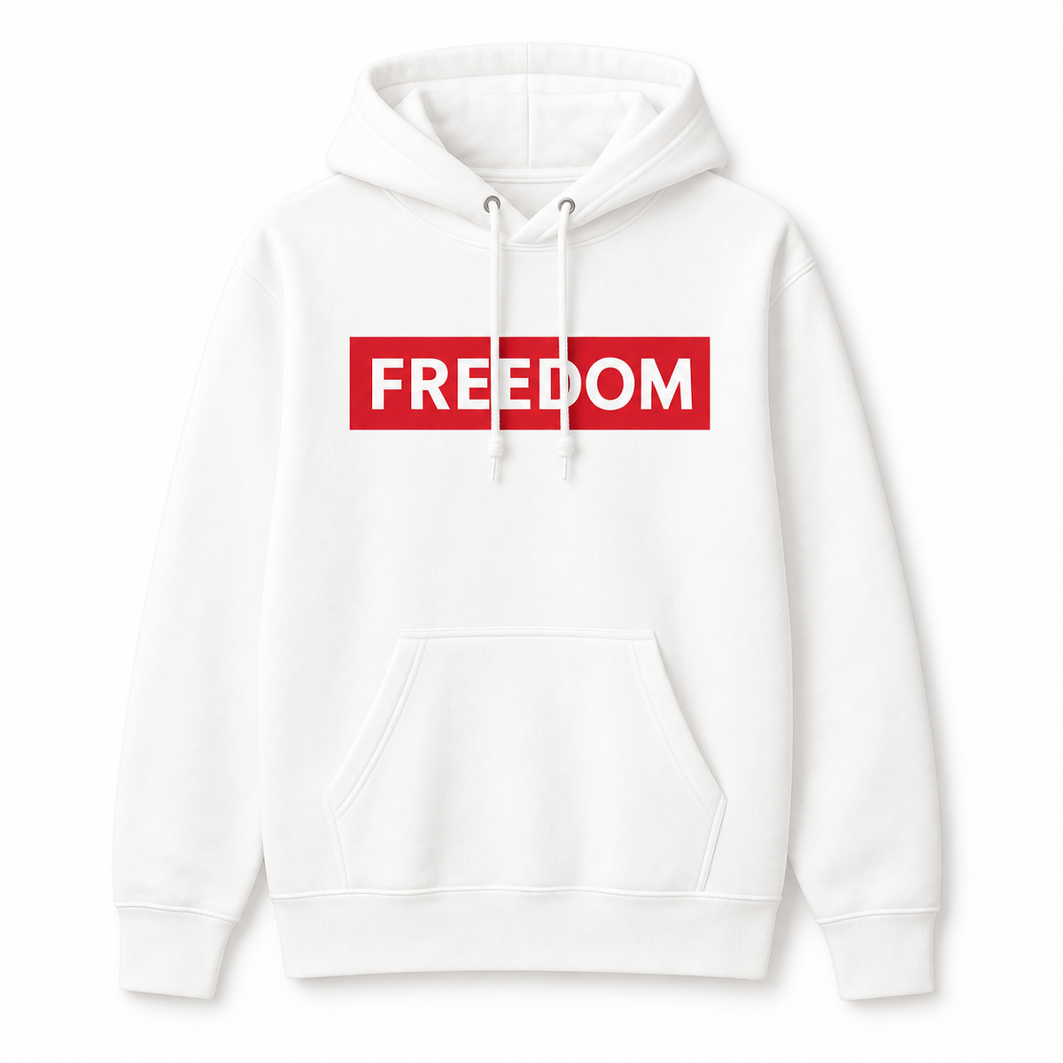 FREEDOM Heavyweight Hoodie – Supreme Box Logo Limited Drop — studio product view
