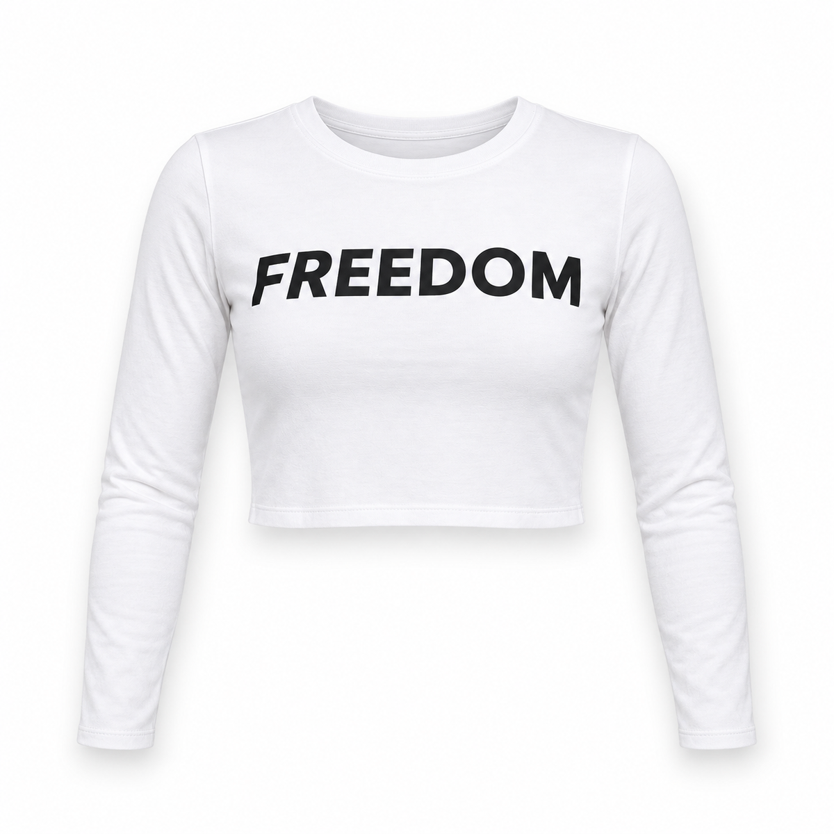 Freedom Long Sleeve Crop Top Charlie kirk — studio product view