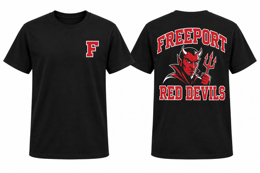 FREEPORT RED DEVILS black tee front and back