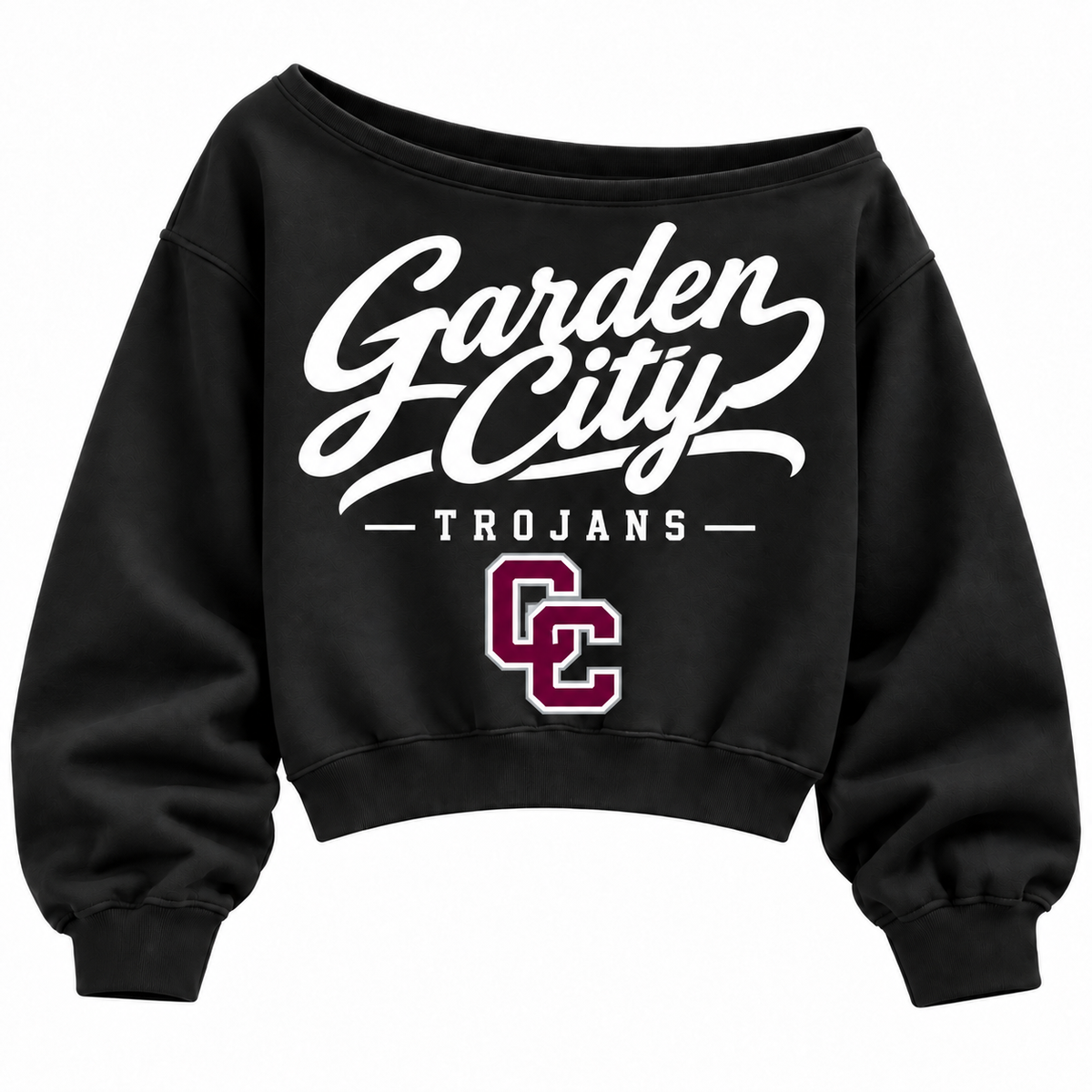 Garden City Trojans off-shoulder sweatshirt in black