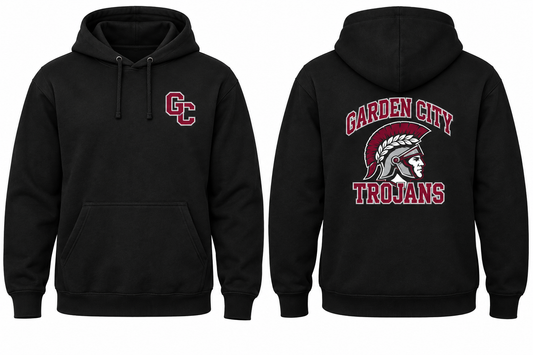 GARDEN CITY TROJANS black hoodie front and back
