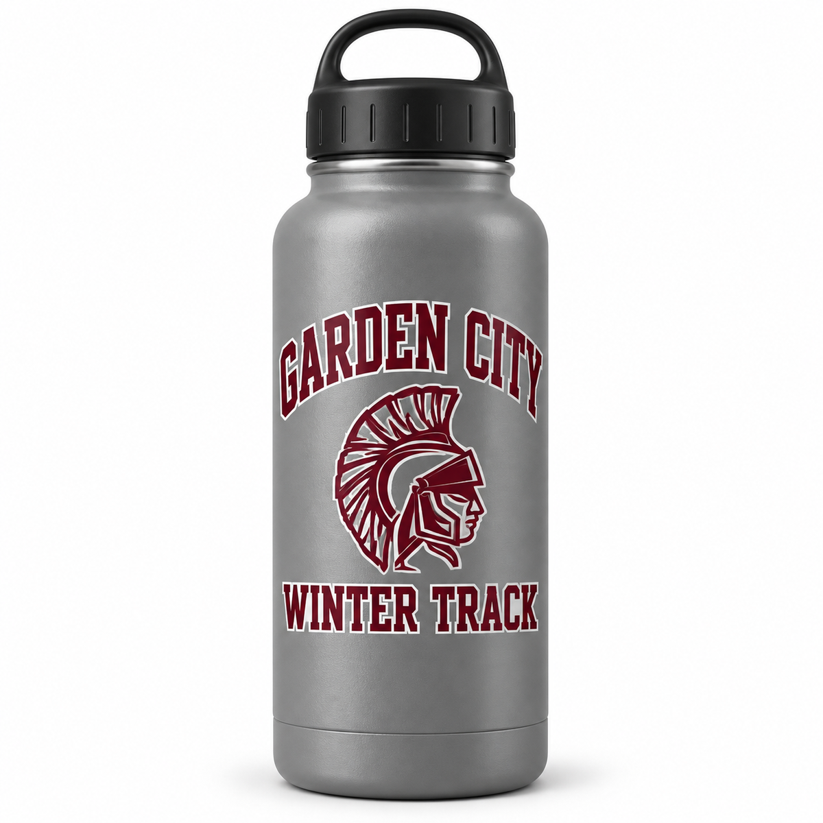 Garden City Winter Track 20 oz Water Bottle in Gray; digital mockup