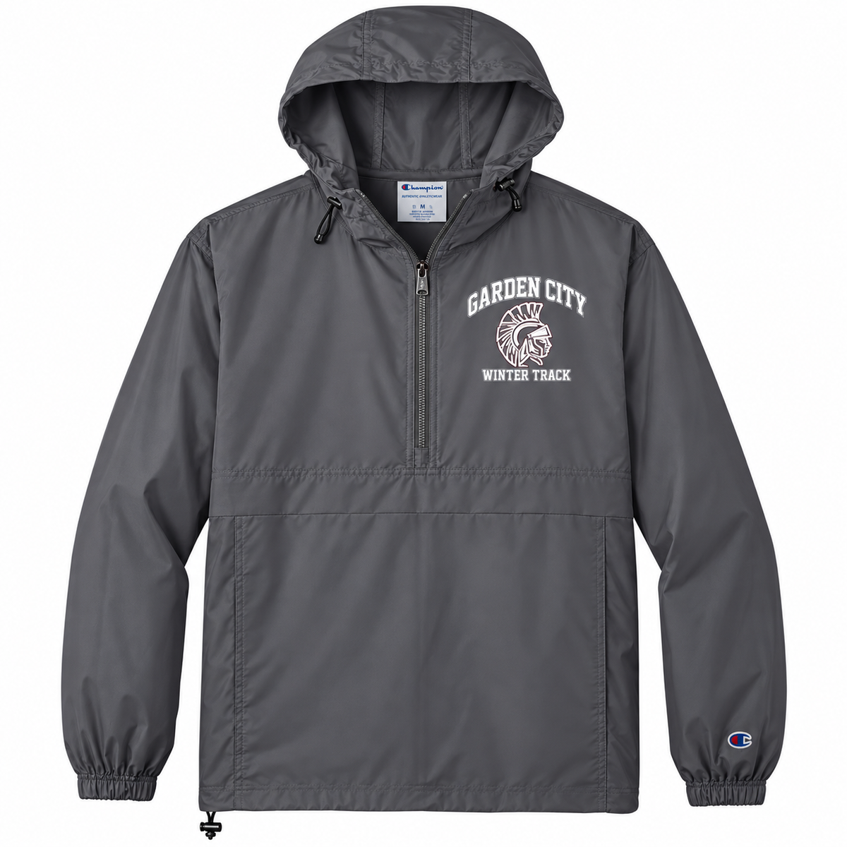 Garden City Winter Track Champion Packable Anorak in Graphite; digital mockup