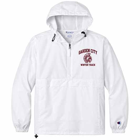 Garden City Winter Track Champion Packable Anorak in White; digital mockup