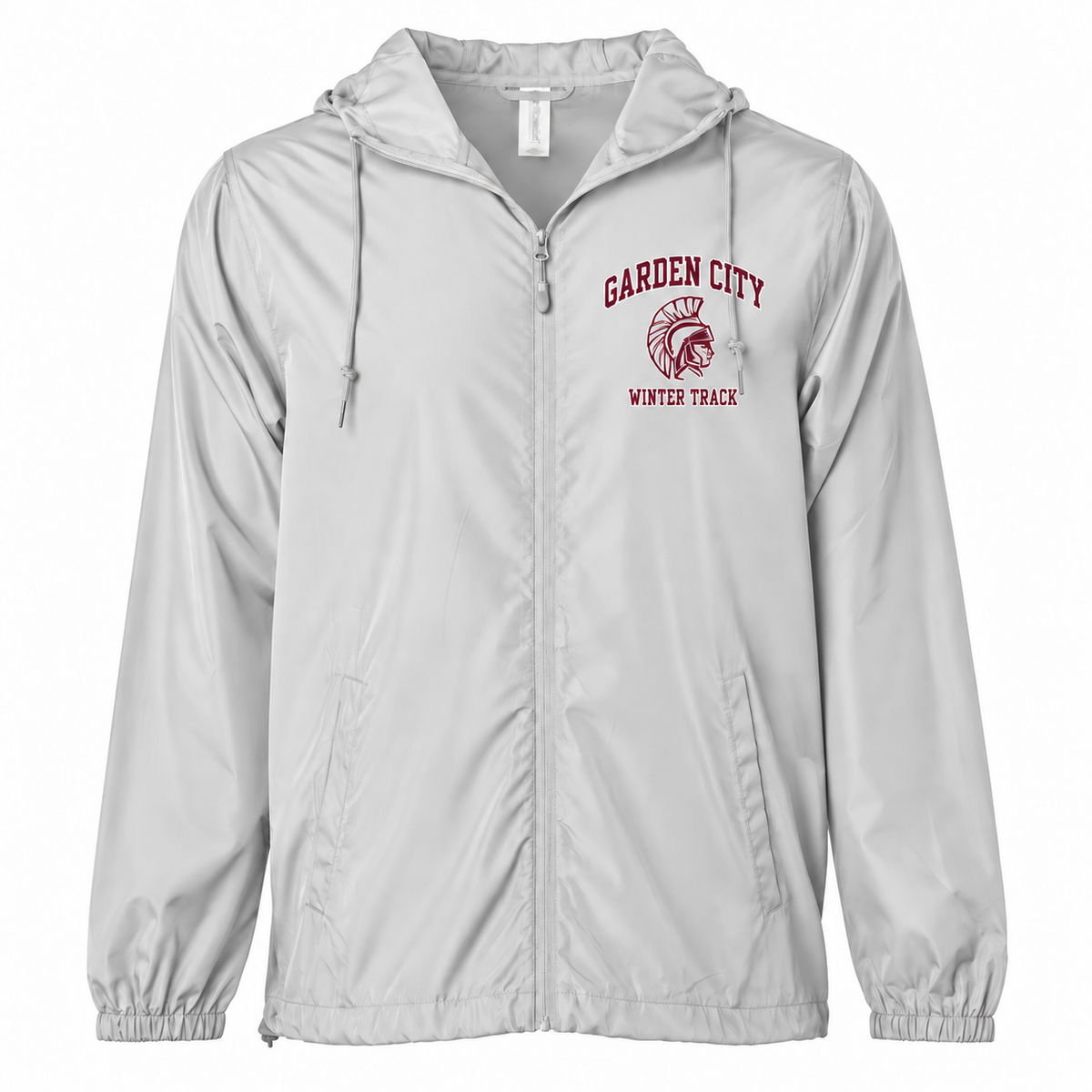 Garden City Winter Track Full-Zip Windbreaker in Smoke; digital mockup