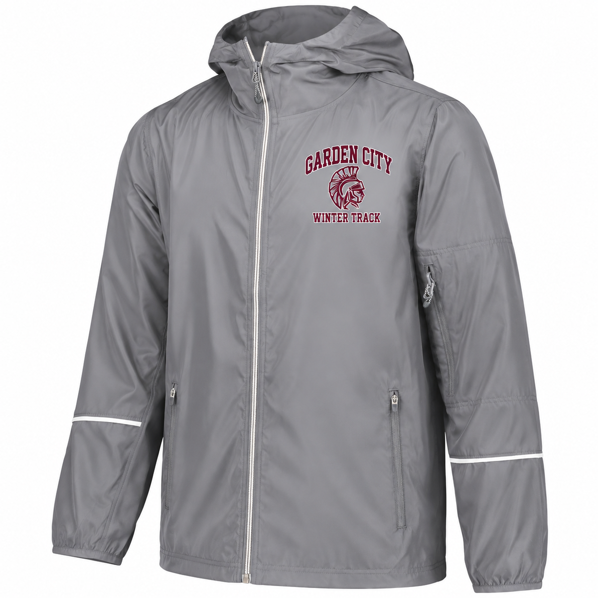 Garden City Winter Track Holloway Packable Full-Zip Jacket in Athletic Grey; digital mockup