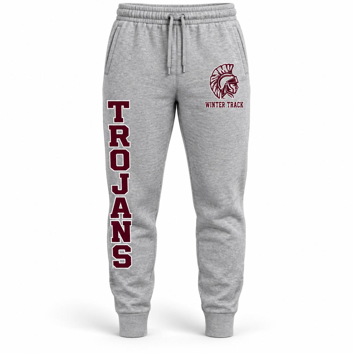 Garden City Winter Track Warmup Joggers in Heather Gray; digital mockup