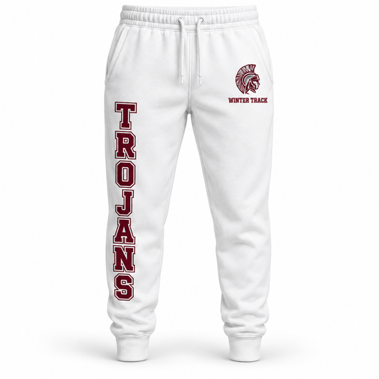 Garden City Winter Track Warmup Joggers in White; digital mockup