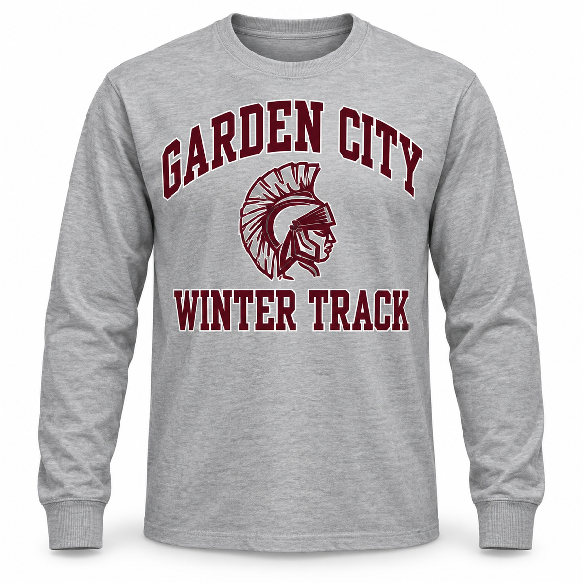 Garden City Winter Track Long-Sleeve Tee in Heather Gray; digital mockup