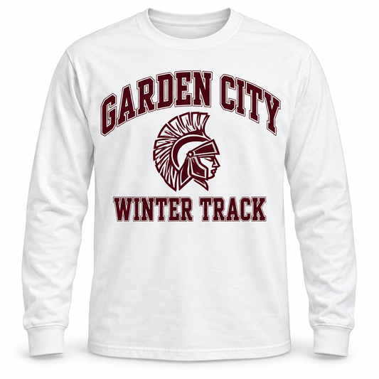 Garden City Winter Track Long-Sleeve Tee in White; digital mockup