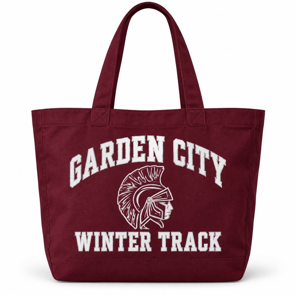 Garden City Winter Track Everyday Tote in Maroon; digital mockup