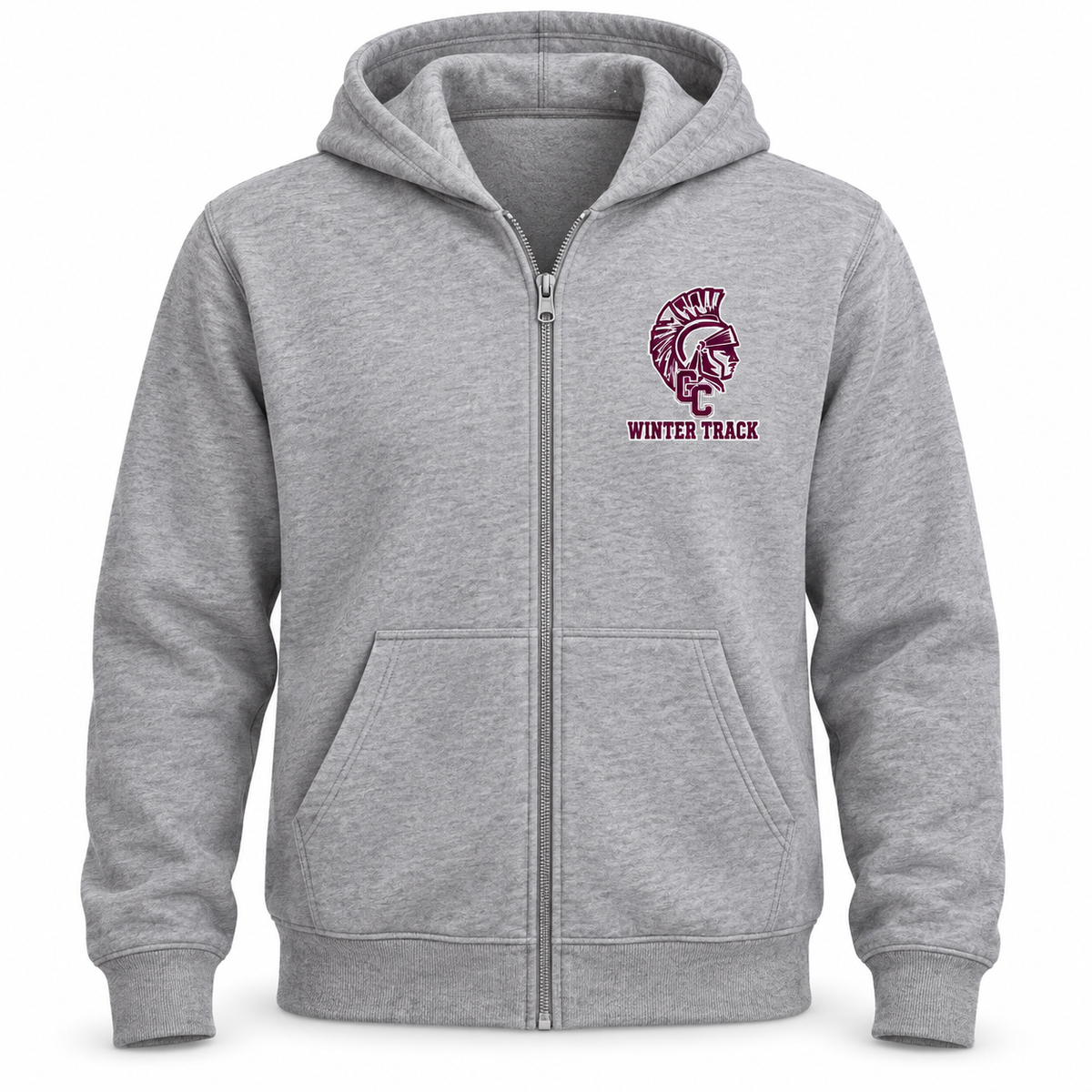 Garden City Winter Track Full-Zip Hoodie in Heather Gray; digital mockup