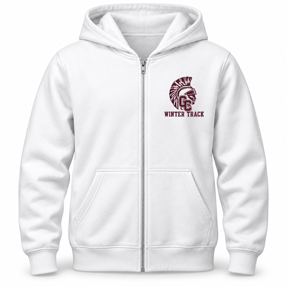 Garden City Winter Track Full-Zip Hoodie in White; digital mockup