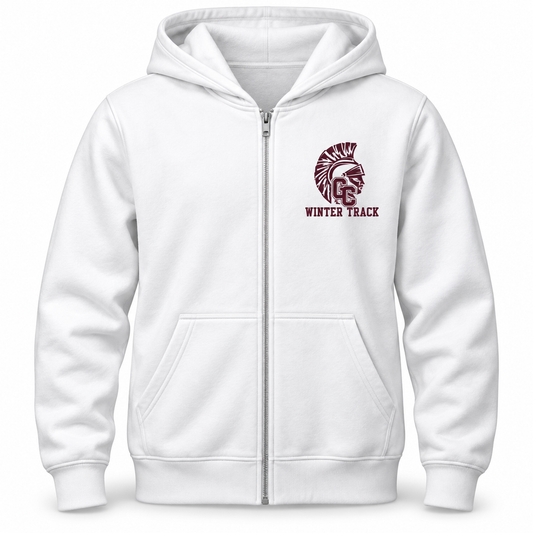 Garden City Winter Track Full-Zip Hoodie in White; digital mockup