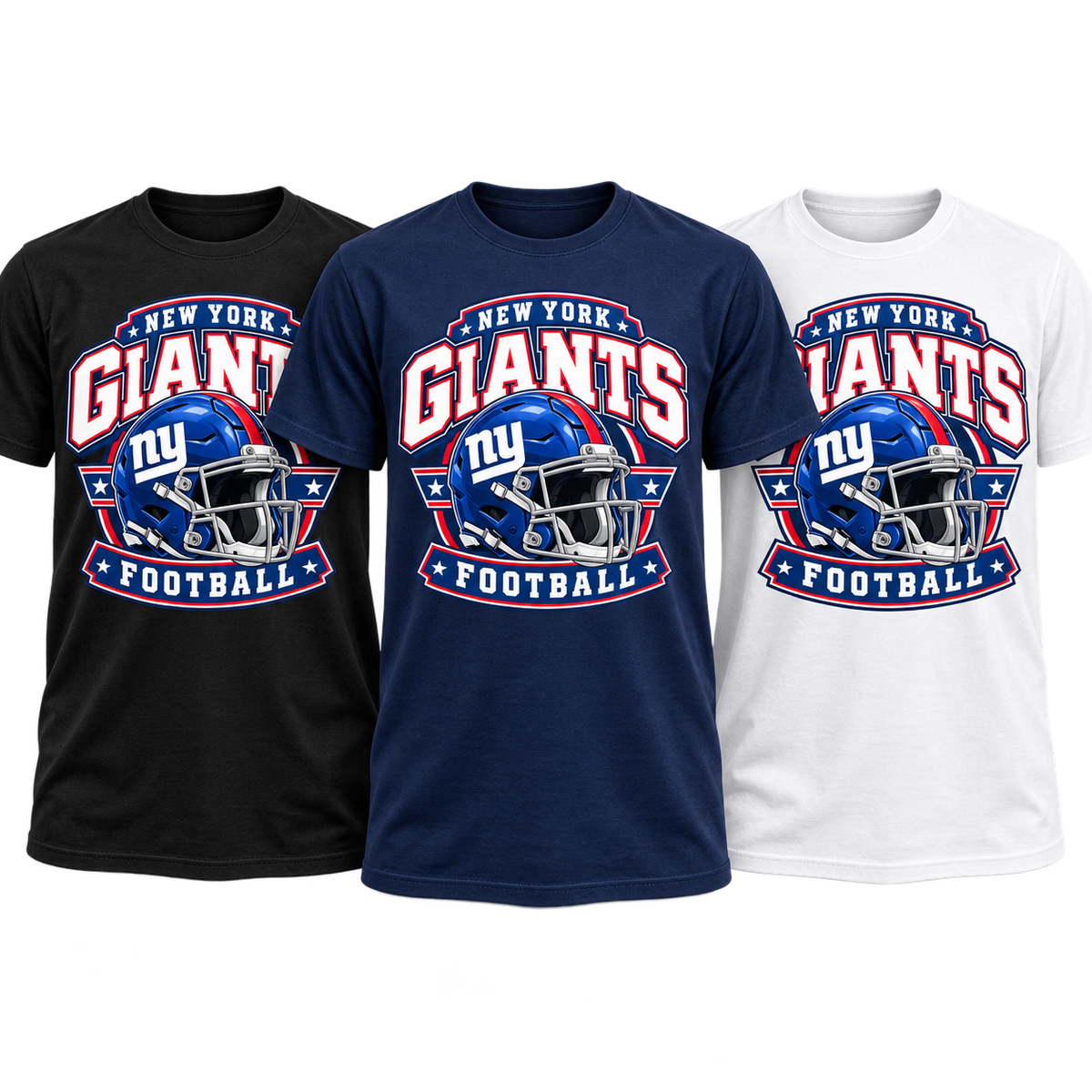 New York Giants Youth Helmet Badge T-Shirt in black, navy and white