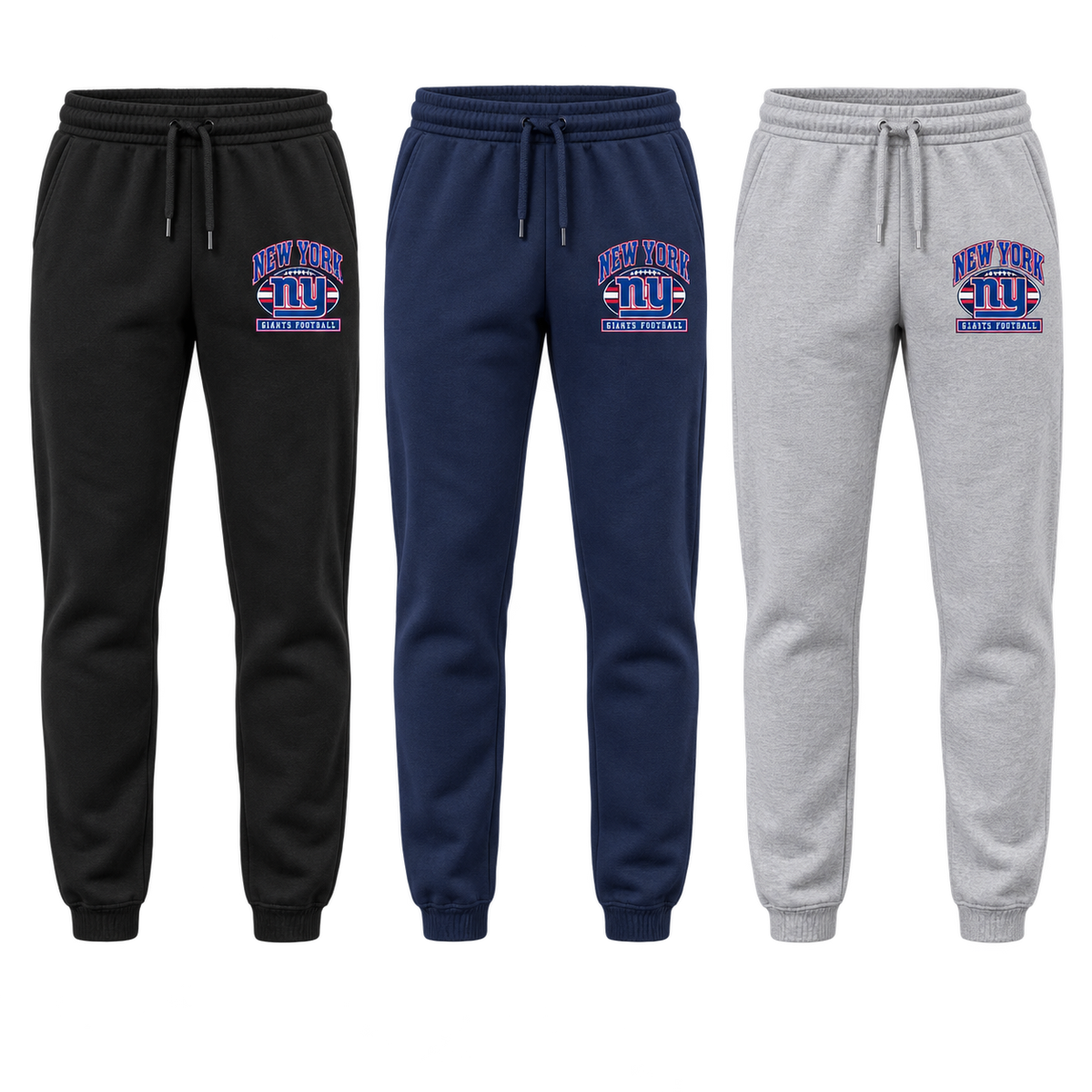 New York Giants Youth Heritage Crest Joggers in Black, Navy, Sport Gray