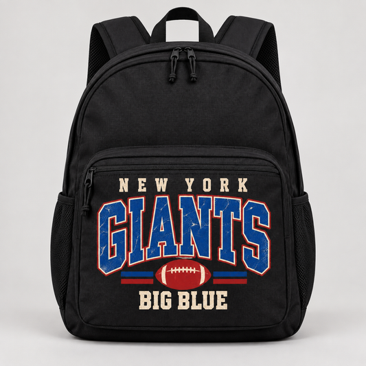 New York Giants Vintage Gridiron Game Day Backpack in Black, front view