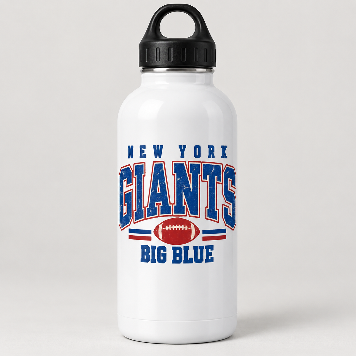 New York Giants Vintage Gridiron Water Bottle in White, front view