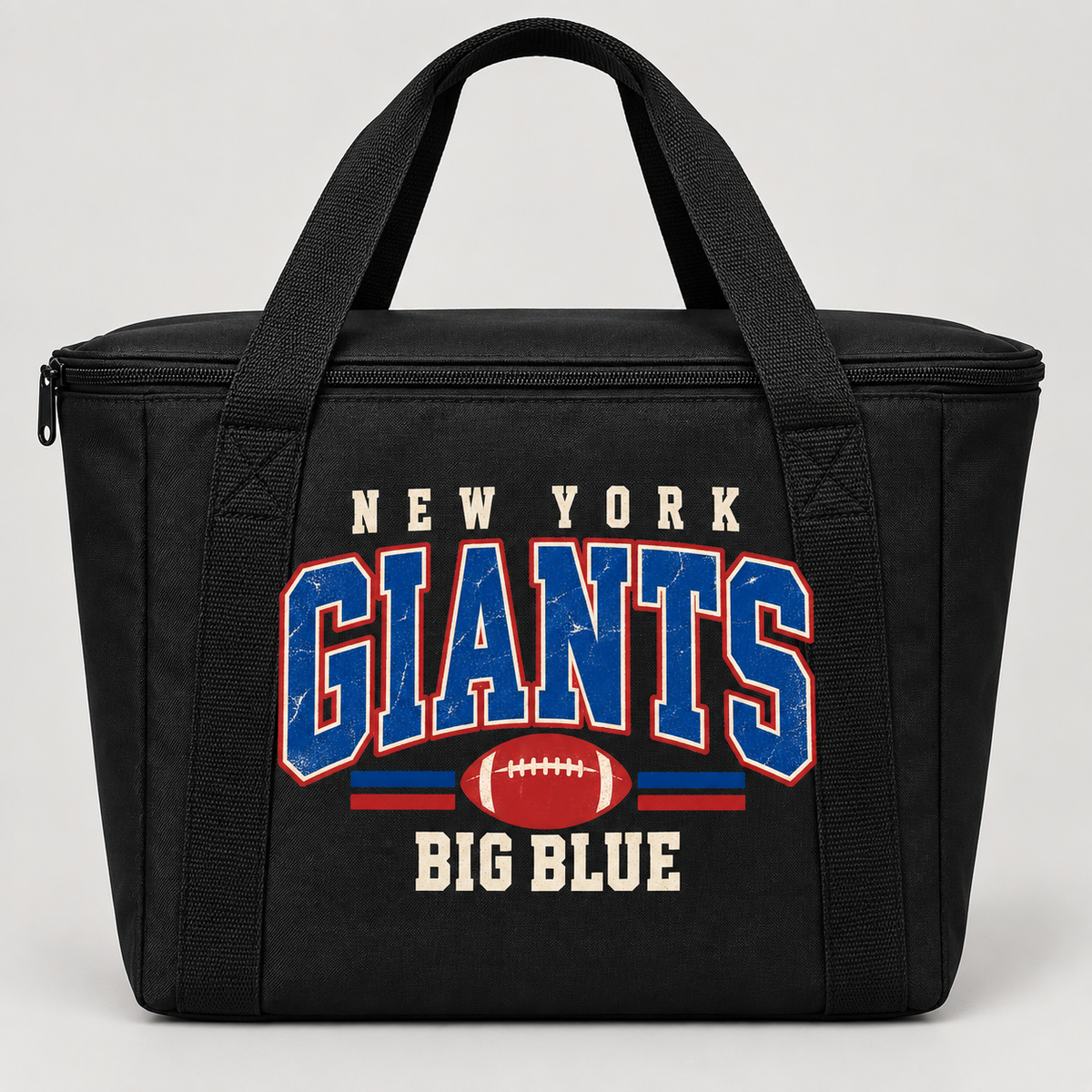 New York Giants Vintage Gridiron Insulated Cooler Tote in Black, front view