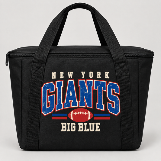 New York Giants Vintage Gridiron Insulated Cooler Tote in Black, front view