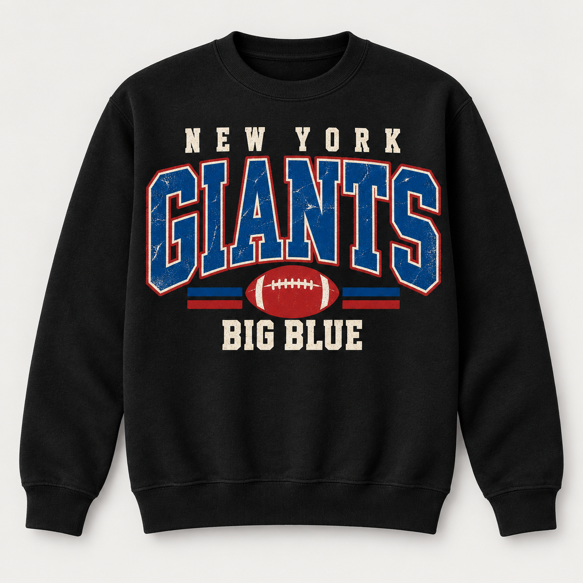 New York Giants Vintage Gridiron Men's / Unisex Crewneck Sweatshirt in Black, front view