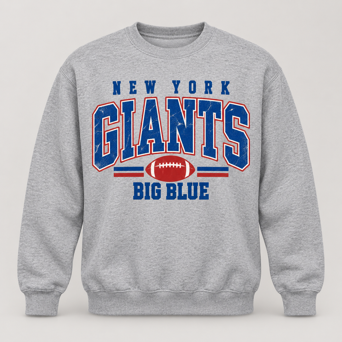 New York Giants Vintage Gridiron Men's / Unisex Crewneck Sweatshirt in Sport Gray, front view