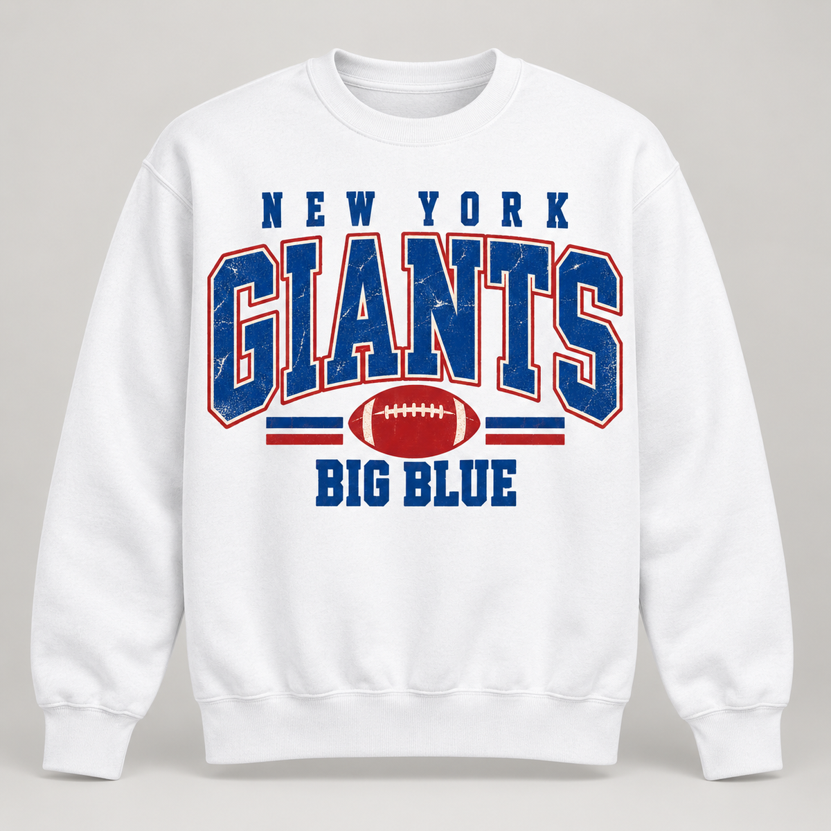 New York Giants Vintage Gridiron Men's / Unisex Crewneck Sweatshirt in White, front view