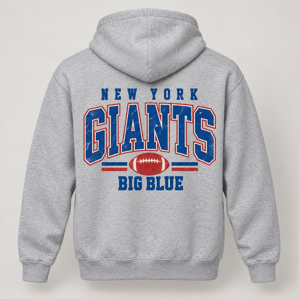 New York Giants Vintage Gridiron NY Chest / Full Back Hoodie in Sport Gray, back view