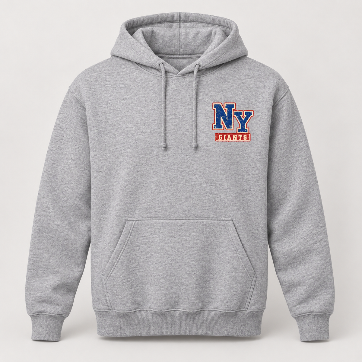 New York Giants Vintage Gridiron NY Chest / Full Back Hoodie in Sport Gray, front view