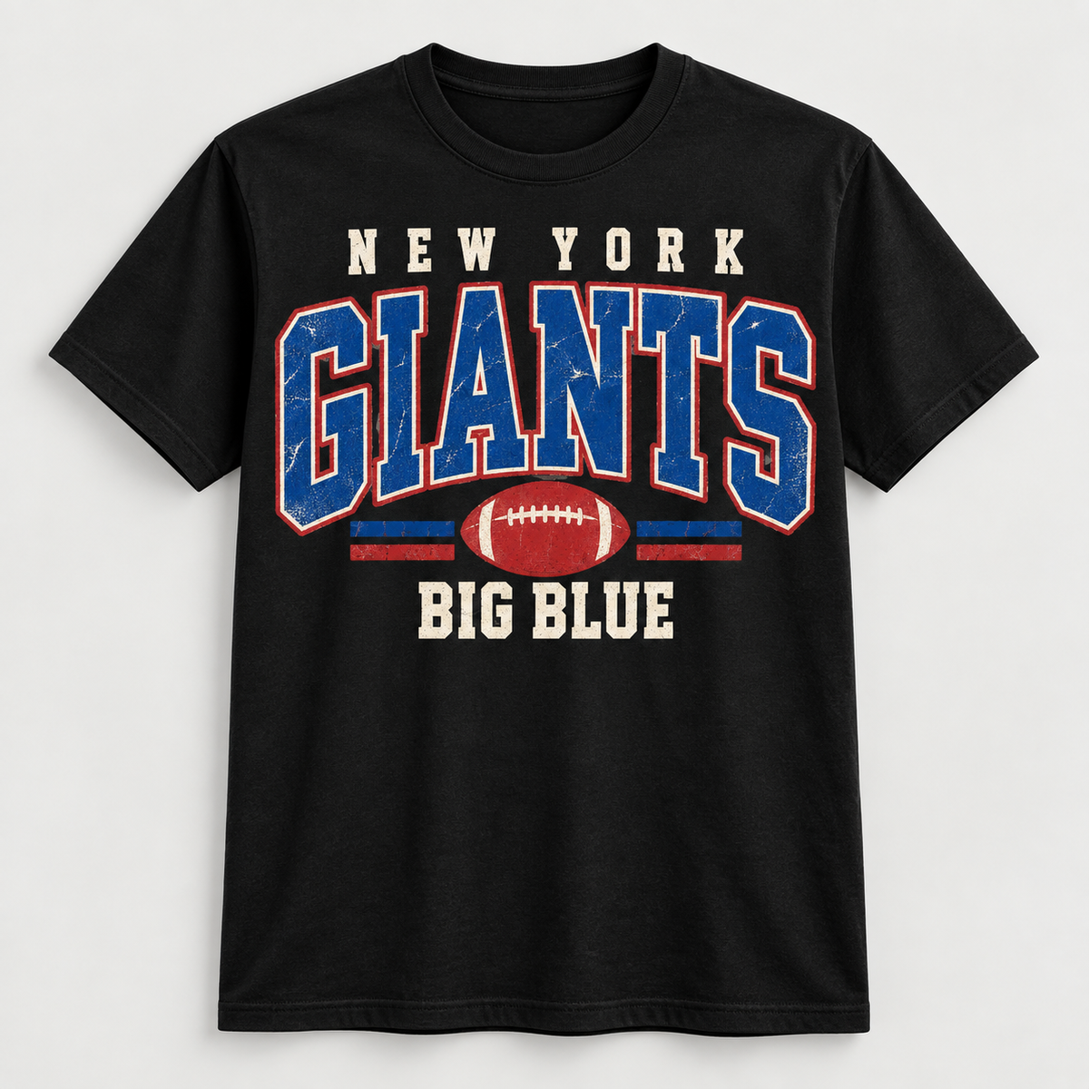 New York Giants Vintage Gridiron Men's / Unisex T-Shirt in Black, front view